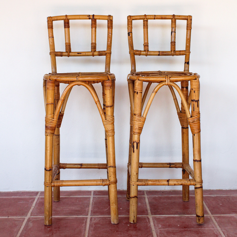 Set of 4 bamboo bar chairs 1970s